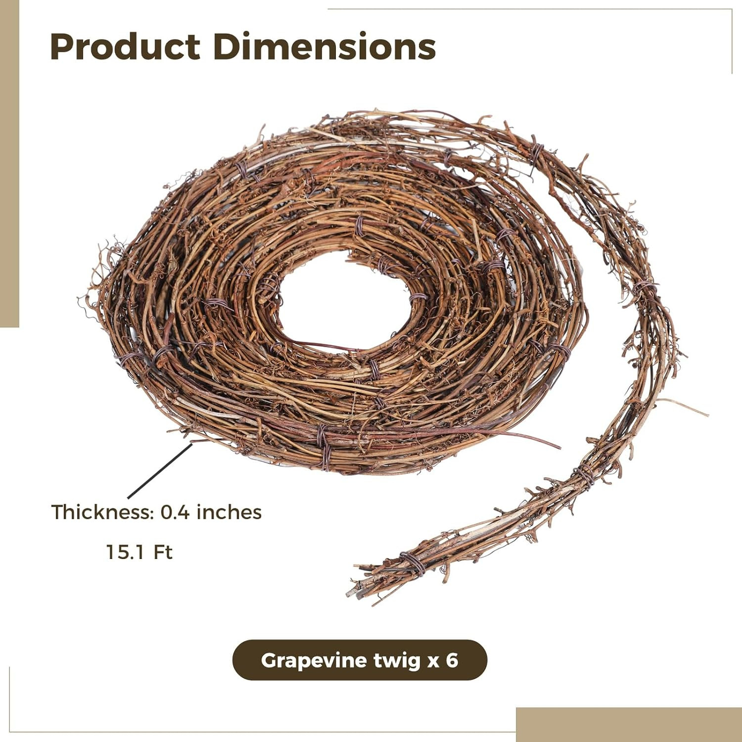 6 PCS Grapevine Garland – DIY Crafts Natural Grapevine Twig Vines, 15 Feet