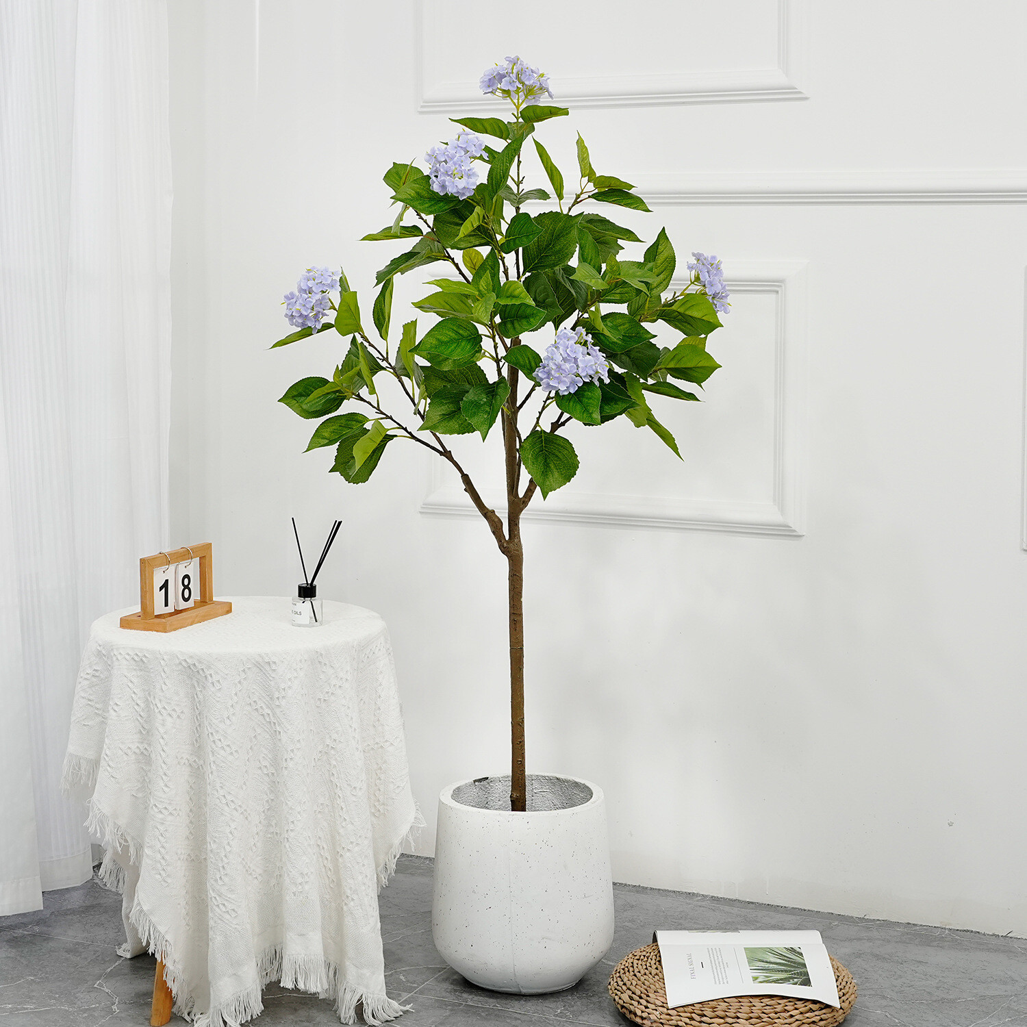 Artificial Hydrangea Flowers Tree 4ft/5ft Tall Potted Decorative Hydrangea Tree