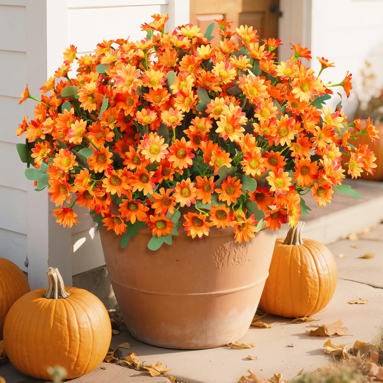 Ouddy Decor 12 Bundles Artificial Fall Flowers for Decoration Fake Mums Silk …