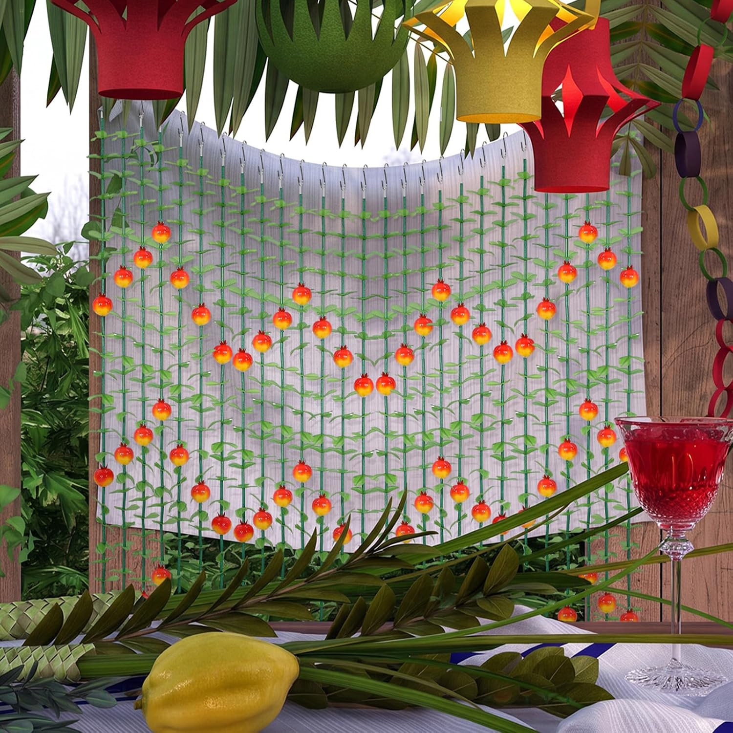 12 Pcs 67 Ft Sukkot Sukkah Hanging Decorations Artificial Pomegranate Garlands w