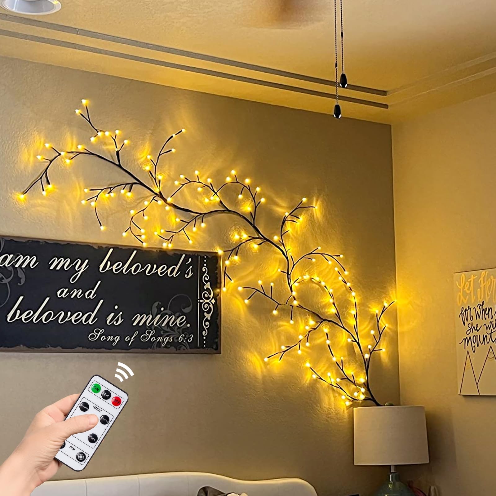 Enchanted Willow Vine Lights with Remote:144 LEDs Flexible DIY Vines with Lig…
