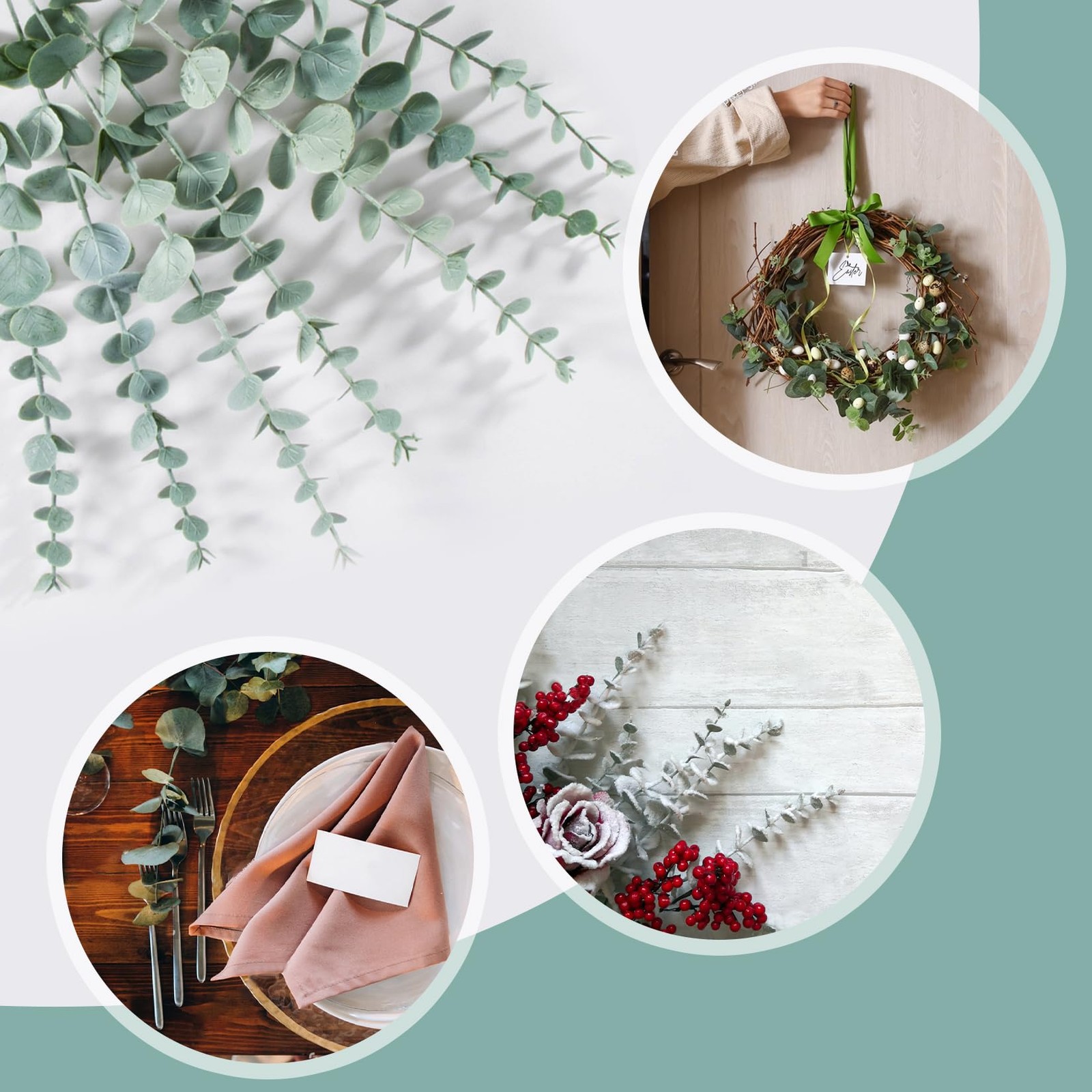 24 Pcs Artificial Eucalyptus Stems Fake Greenery Leaves for Floral Arrangements