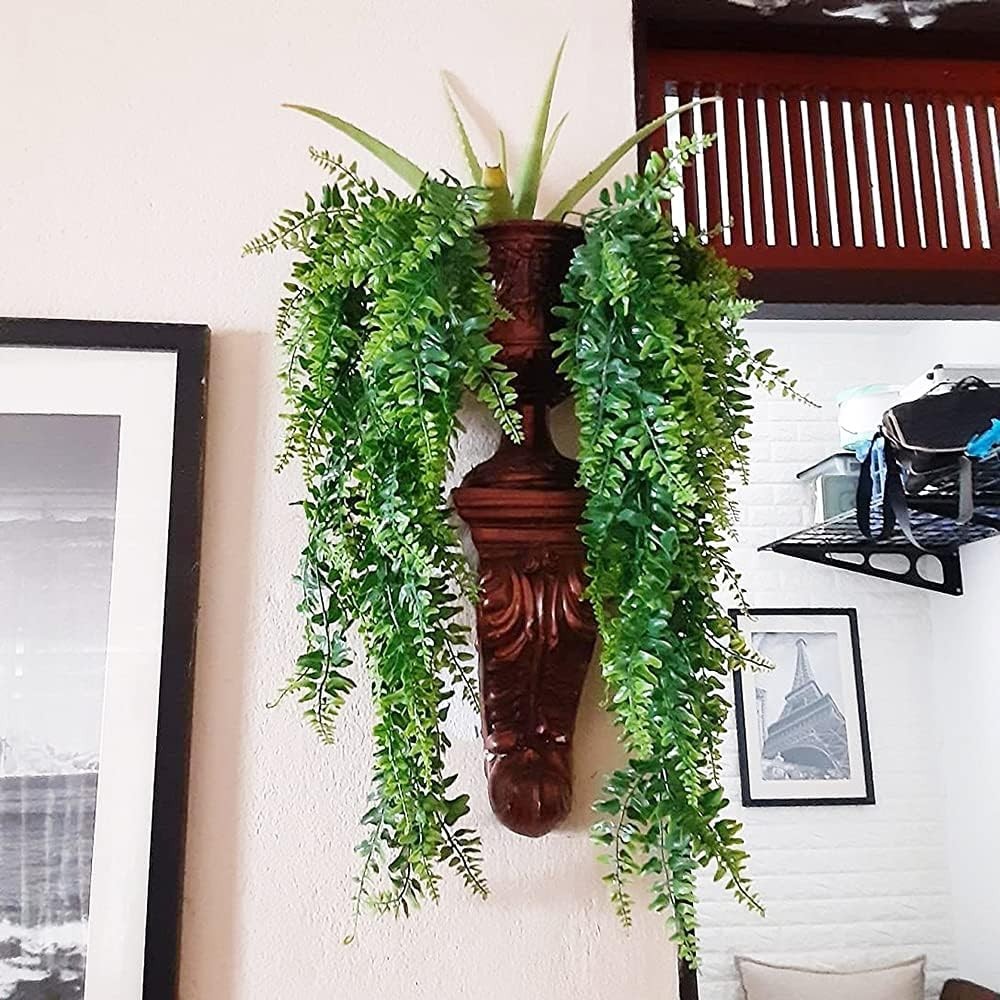 Durable Artificial Hanging Ferns – No Maintenance, UV Resistant 2-Piece Set
