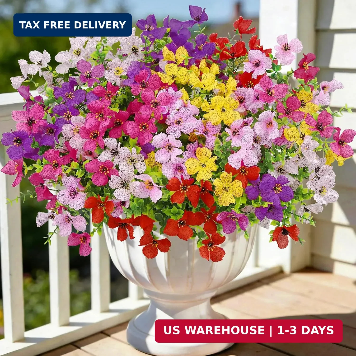 Ouddy Decor 16 Pcs Artificial Flowers for Outdoors Decorations Realistic Fake Si