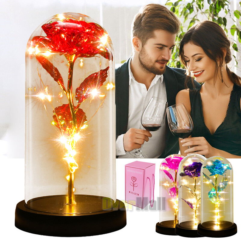 Galaxy Rose Flower Gift for Mom from Son, Daughter – LED Light Glass Flower 2025