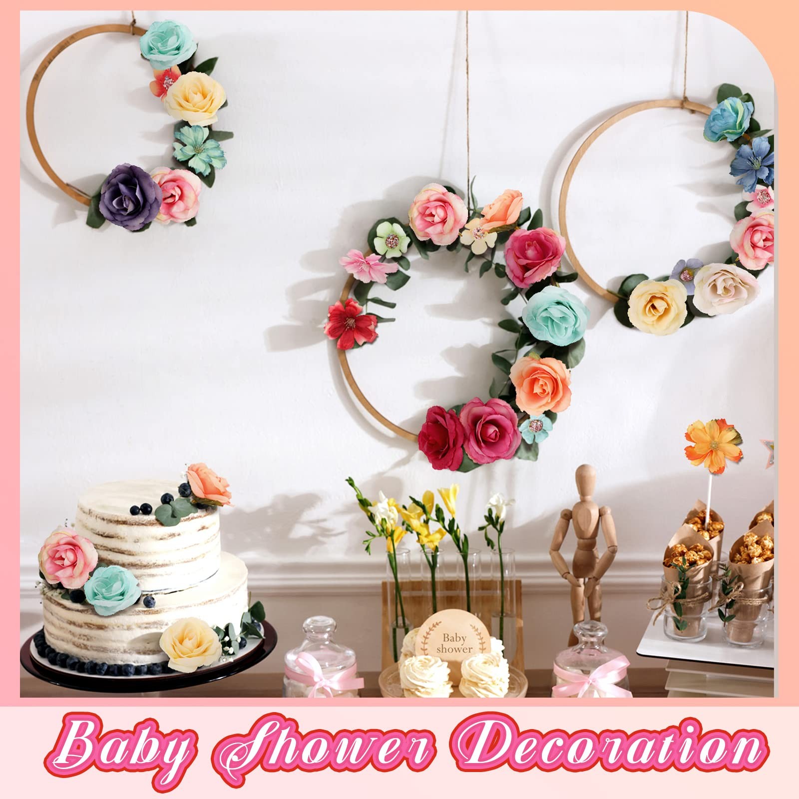 160 PCS Mini Fake Flower Heads Multicolor Small Silk Faux Peony Daisy Rose