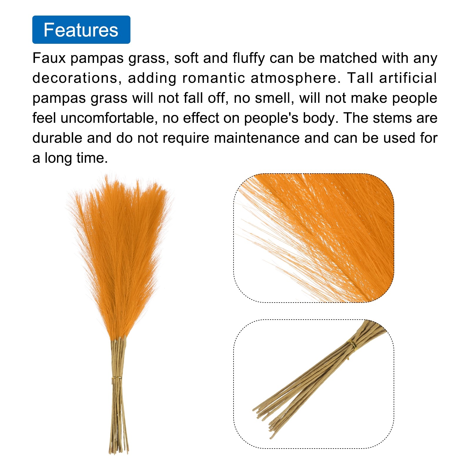 20Pcs Pampas Grass,21″ Fake Pampas Grass for Wedding Decoration,Yellow