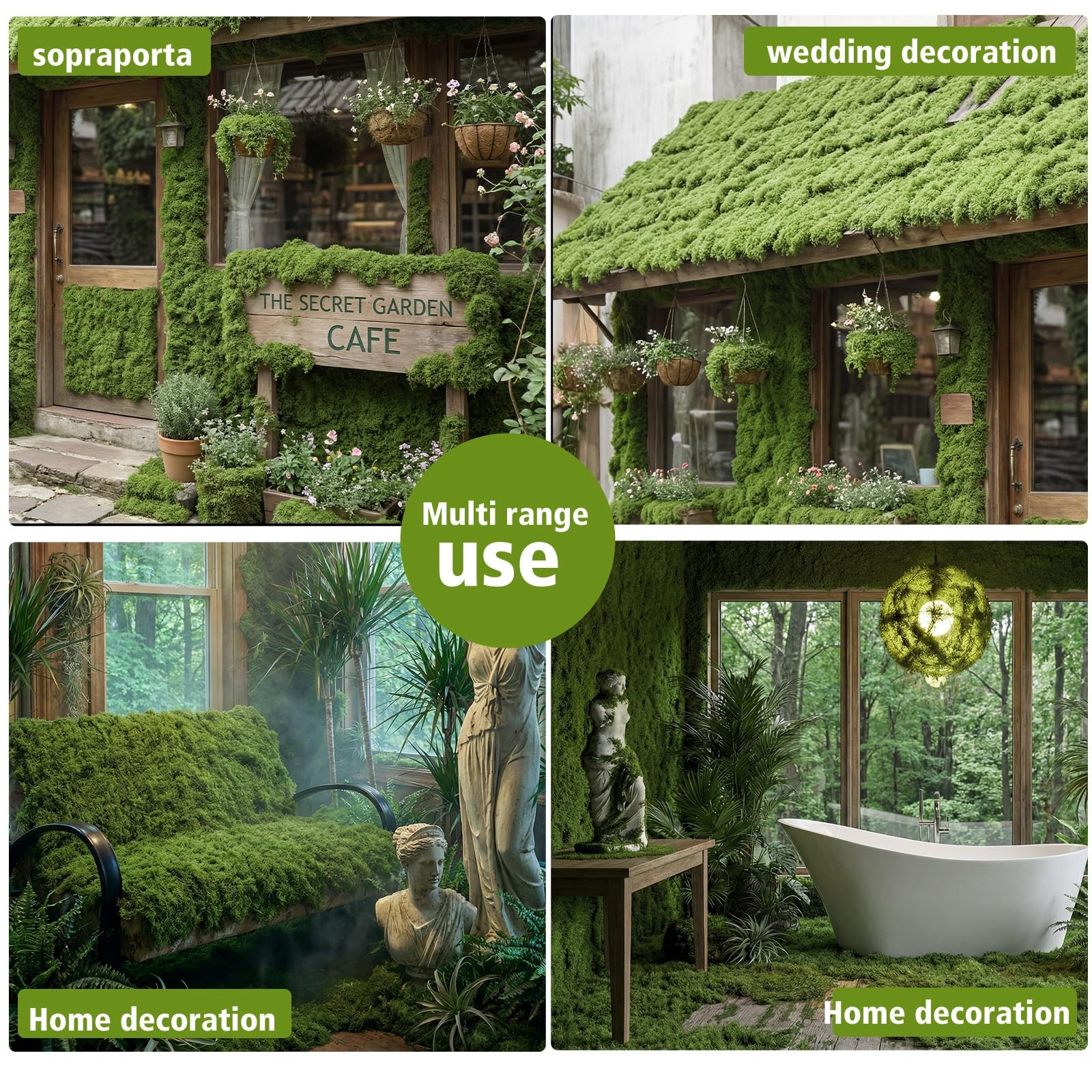 Huamanyuancraft Artificial Moss mat, Green, 39.37 x 39.37 inches (Dark Green)…