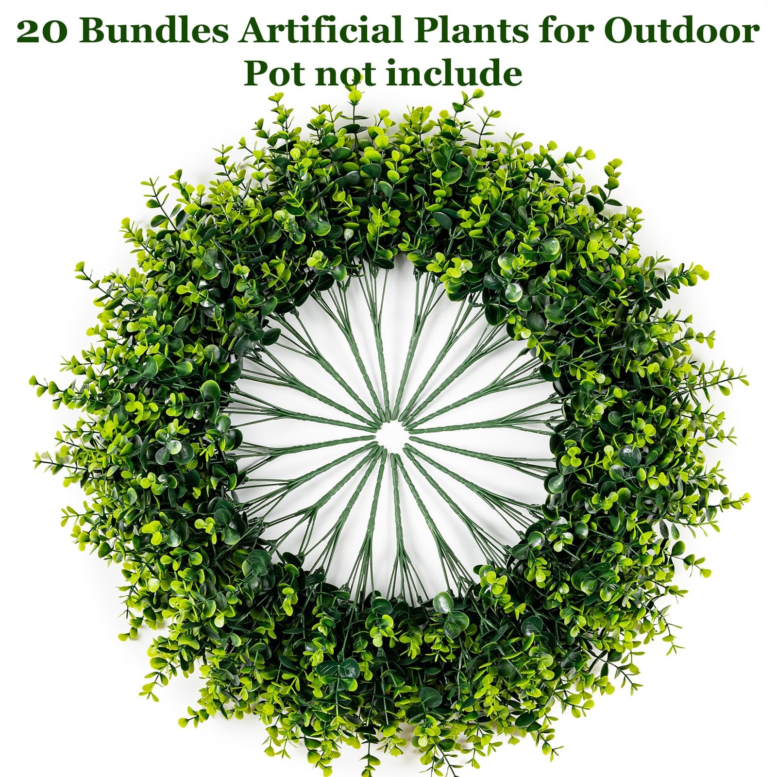20 Bundles Artificial Plants for Outdoor Fake Spring Decoration,Faux Eucalyptus