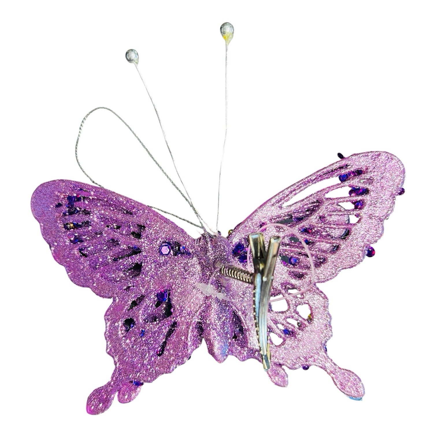 Purple Shimmery Rhinestone Floral Arrangement/Hanging Ornament Butterflies