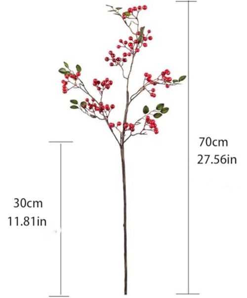 2-Pack 27.5 Inch Red Berry Stems,Artificial Red Branches, Bendable Faux
