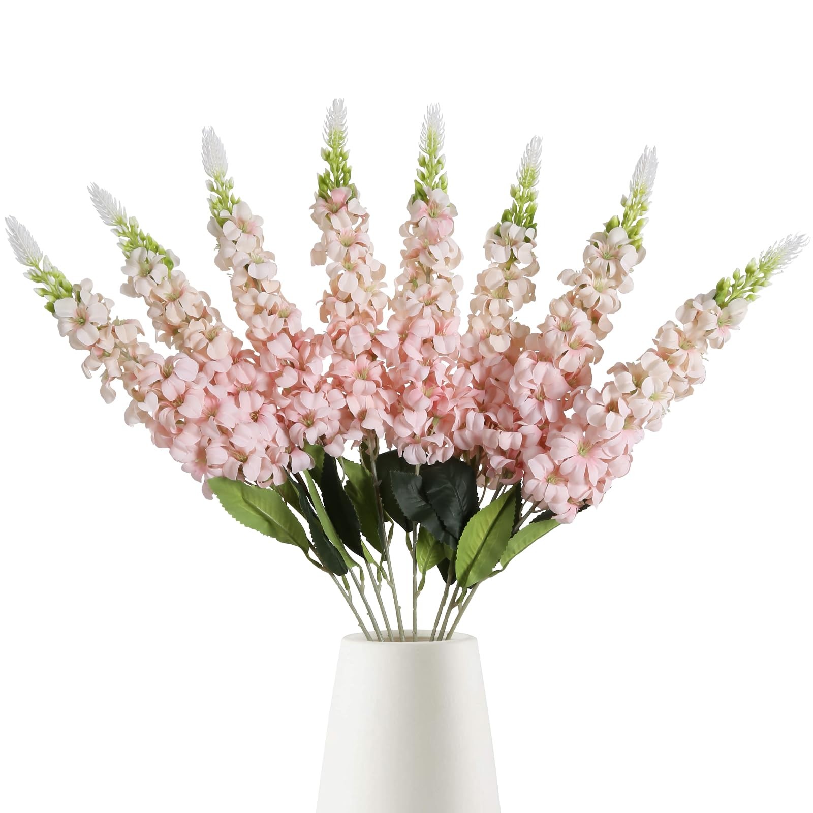 8PCS Snapdragon Artificial Flowers Pink Delphinium Artificial Silk Flowers Lo…