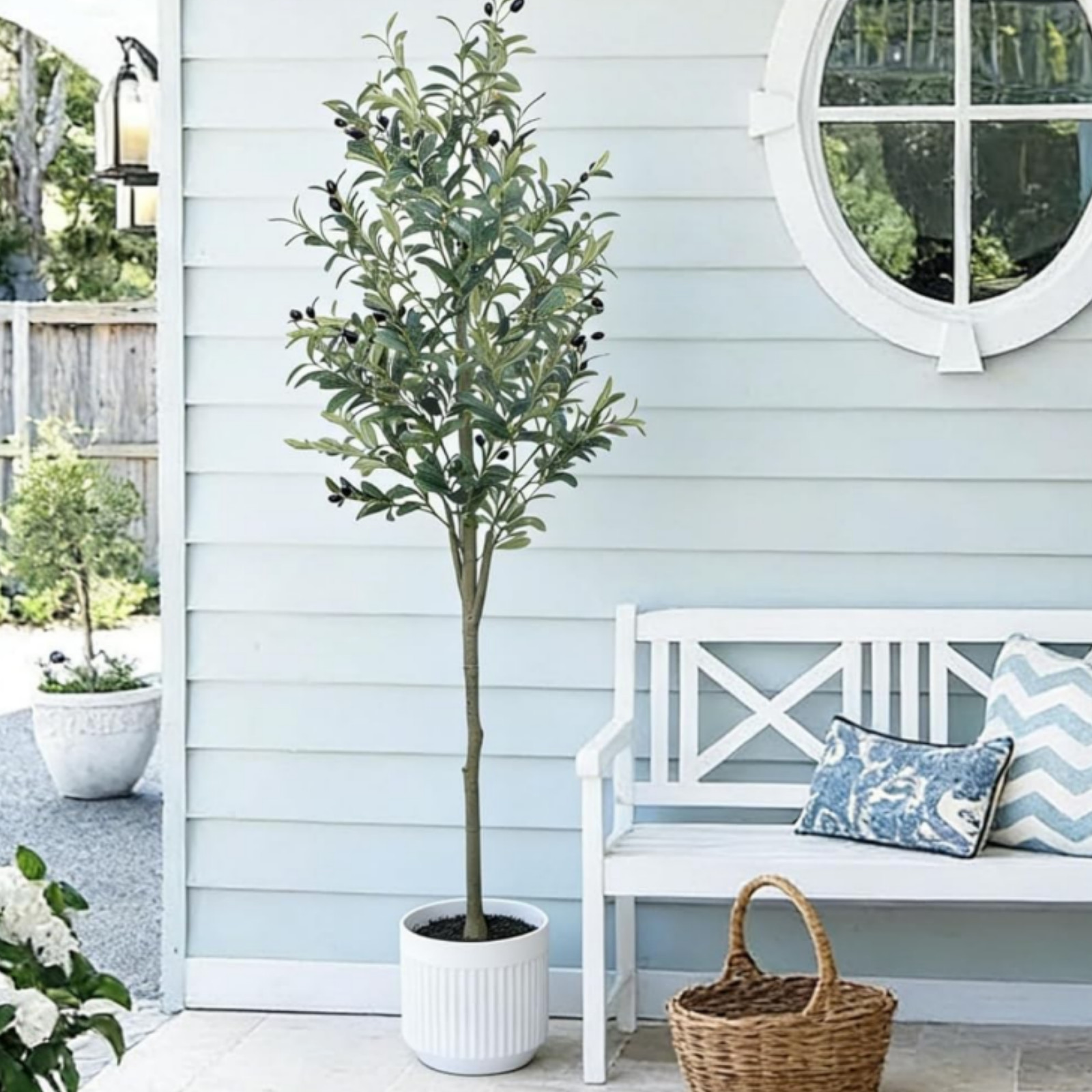 Lifelike 6Ft Artificial Olive Tree No Watering Sunlight For Housewarming Gift US