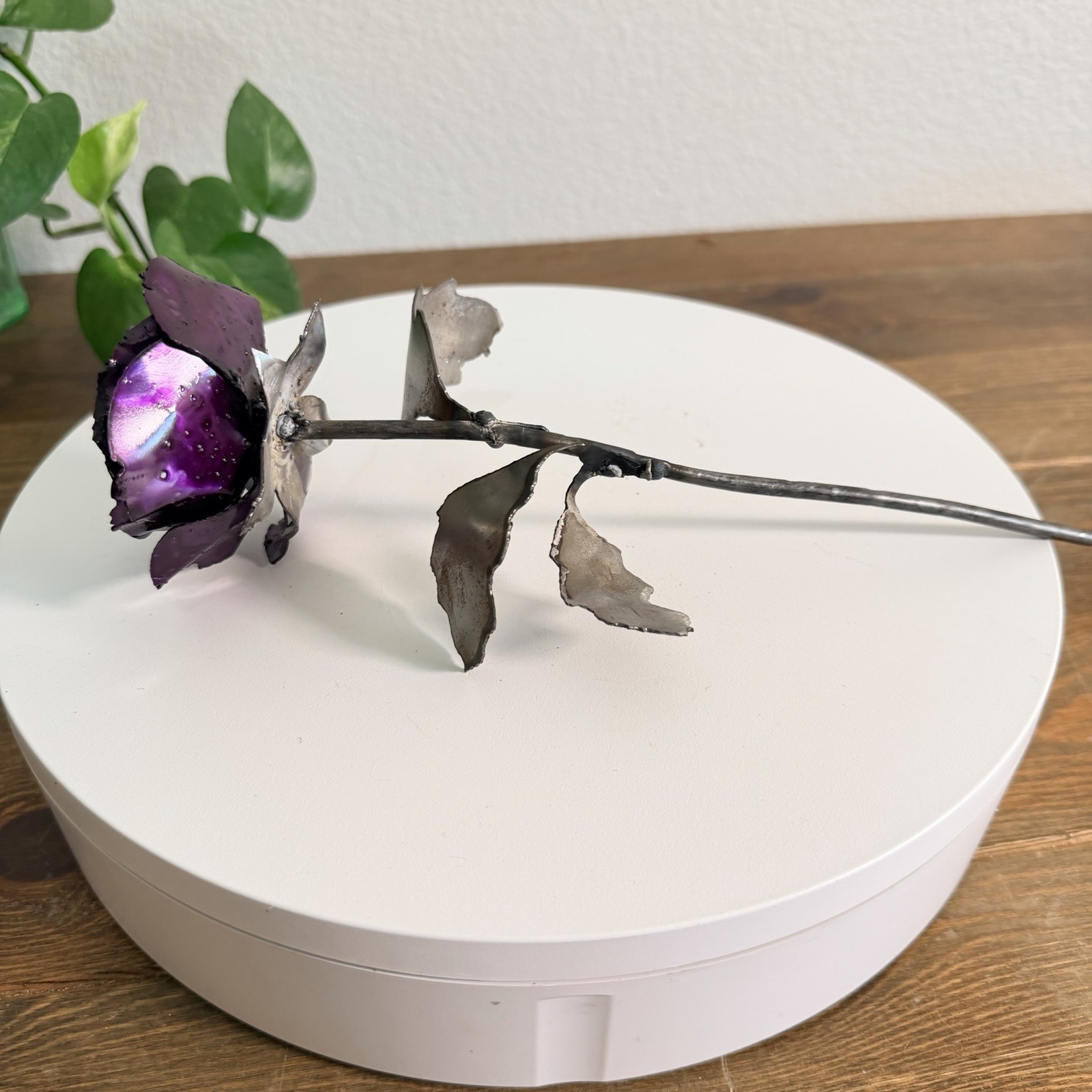 Hand Crafted Welded, Metal Forever Purple Rose