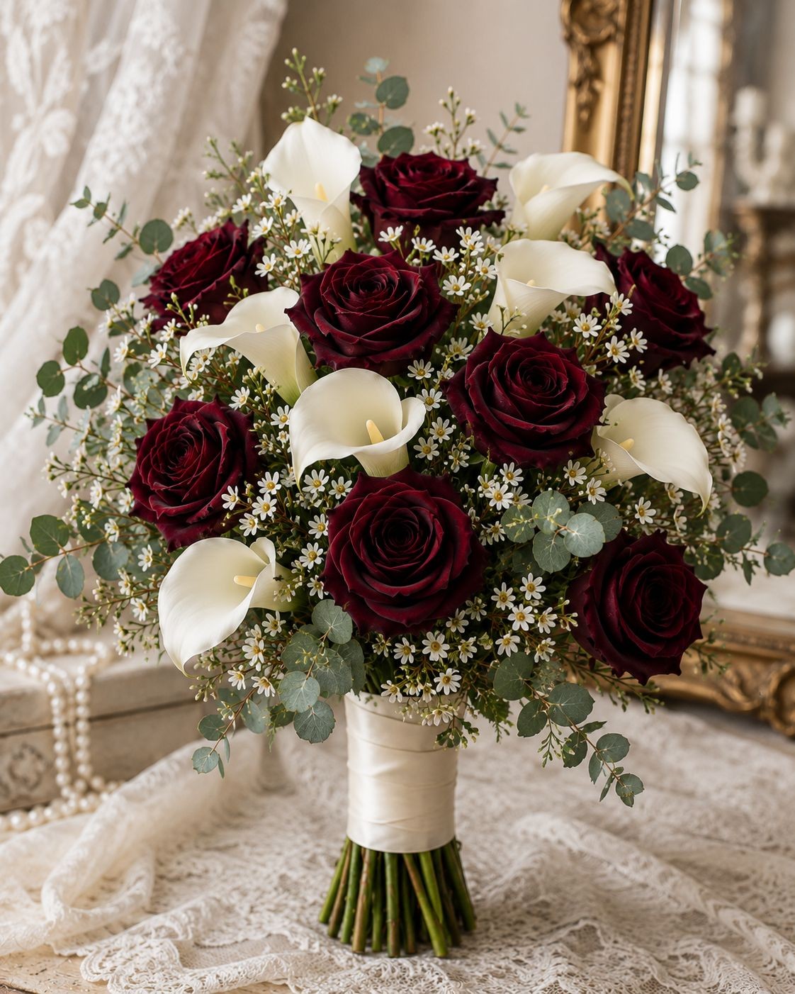 Burgundy Velvet Rose Stems Faux Roses Artificial Flowers Dark Red Roses Gothic D