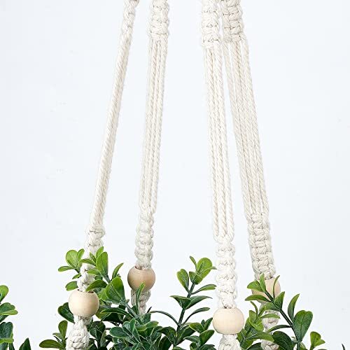 Fake Hanging Plant with Pot, Hanging Plants Artificial Decor Macrame Medium 1