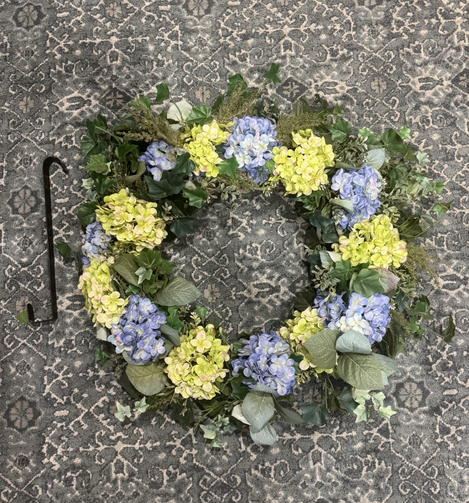 Blue And Yellow Hydrangea, English Ivy Everyday Spring Storm Door Wreath