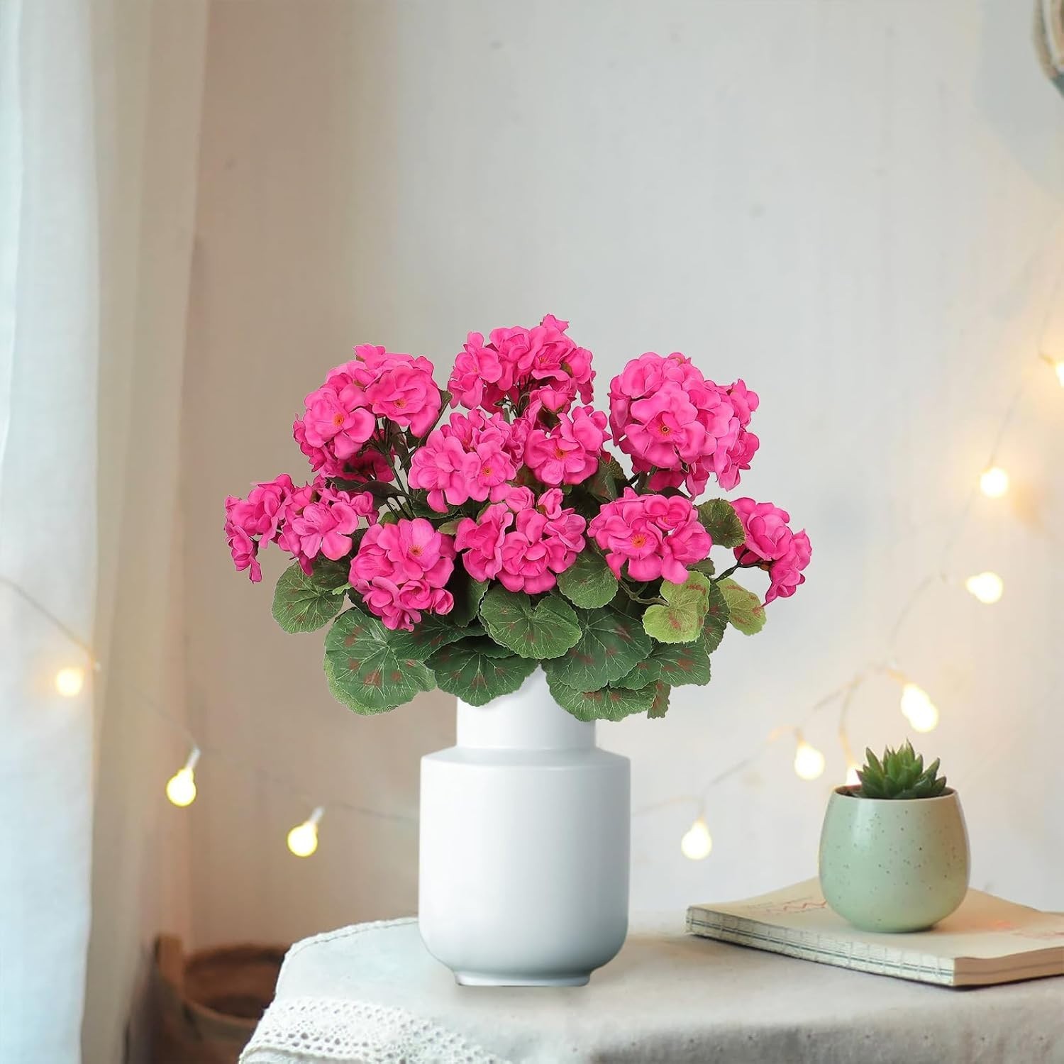 Realistic 3 Pack Geranium UV Resistant Flowers – Perfect for Outdoors & Indoors