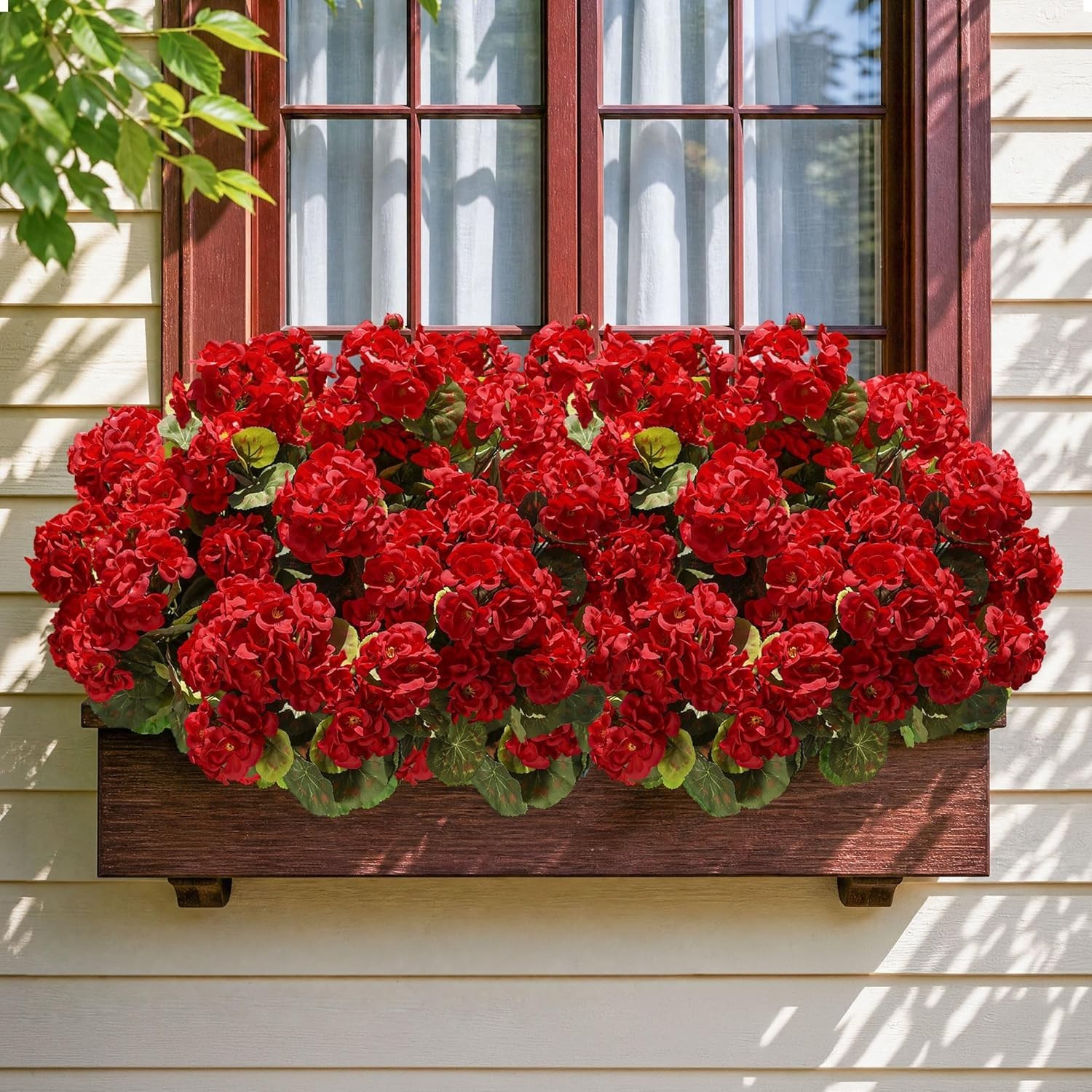 6 Bundles of Beautifully Crafted Silk Geraniums – Ideal for Porches and Gardens
