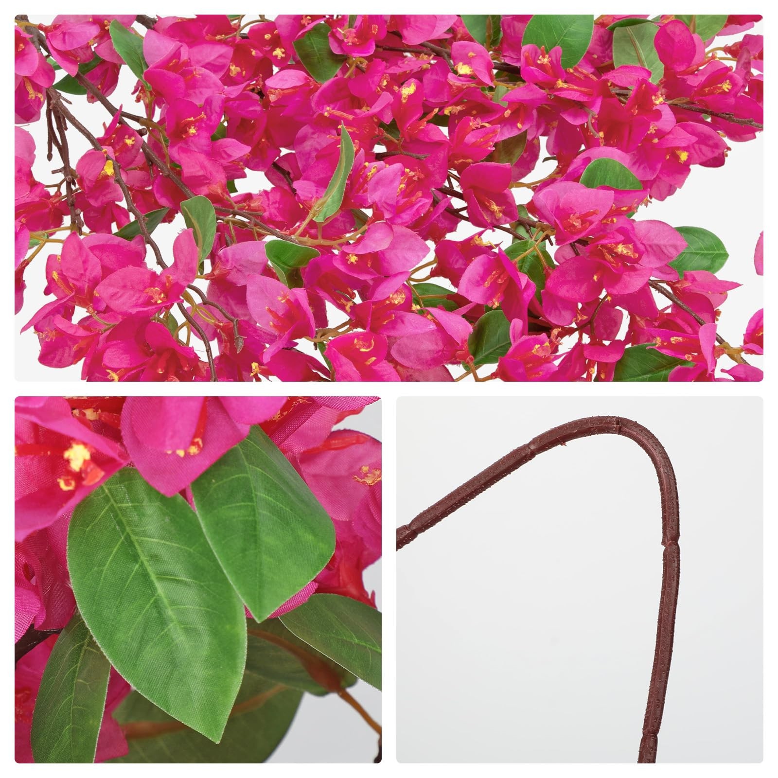 3PCS Bougainvillea Artificial Flowers 37.4in Long Stem Silk Bougainvillea Flo…