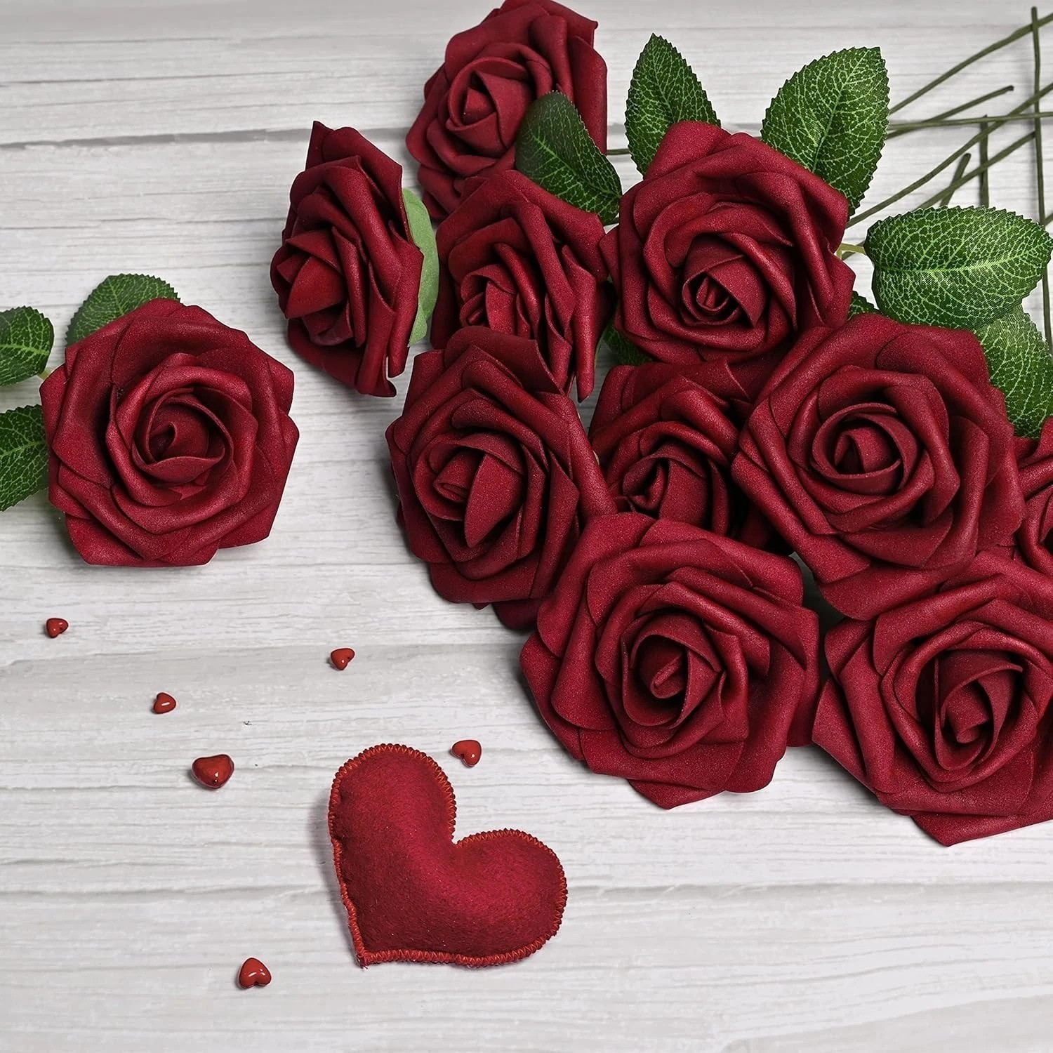 Vibrant 50Pcs Burgundy Foam Roses for Party Decor – Realistic & Elegant Touch