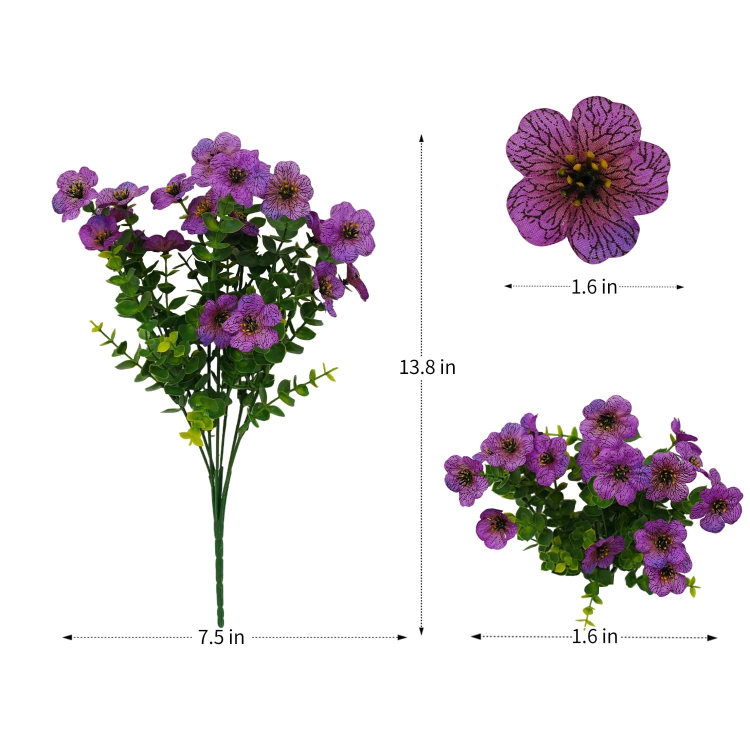12 Bundles Artificial Flowers for Outdoor Indoor Fake Flowers UV Resistant Ar…