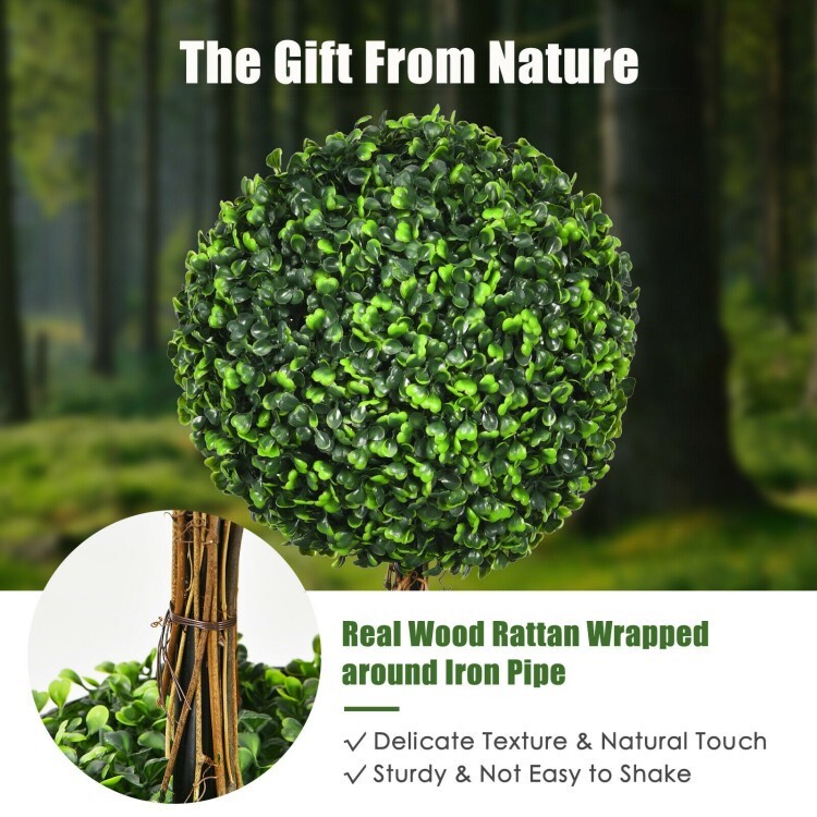 36″ Artificial Topiary Triple Ball Tree In/outdoor Fake Home Decor Potted Plant
