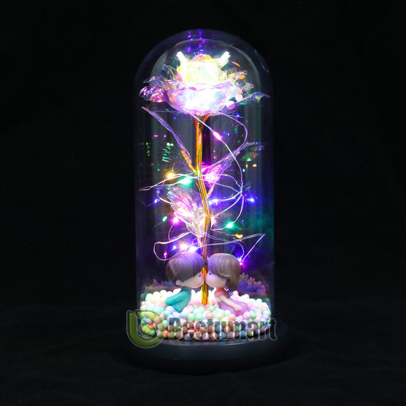 LED Dipped Real Rose 24K Rose Flower Forever Preserved For Valentine’s Gift