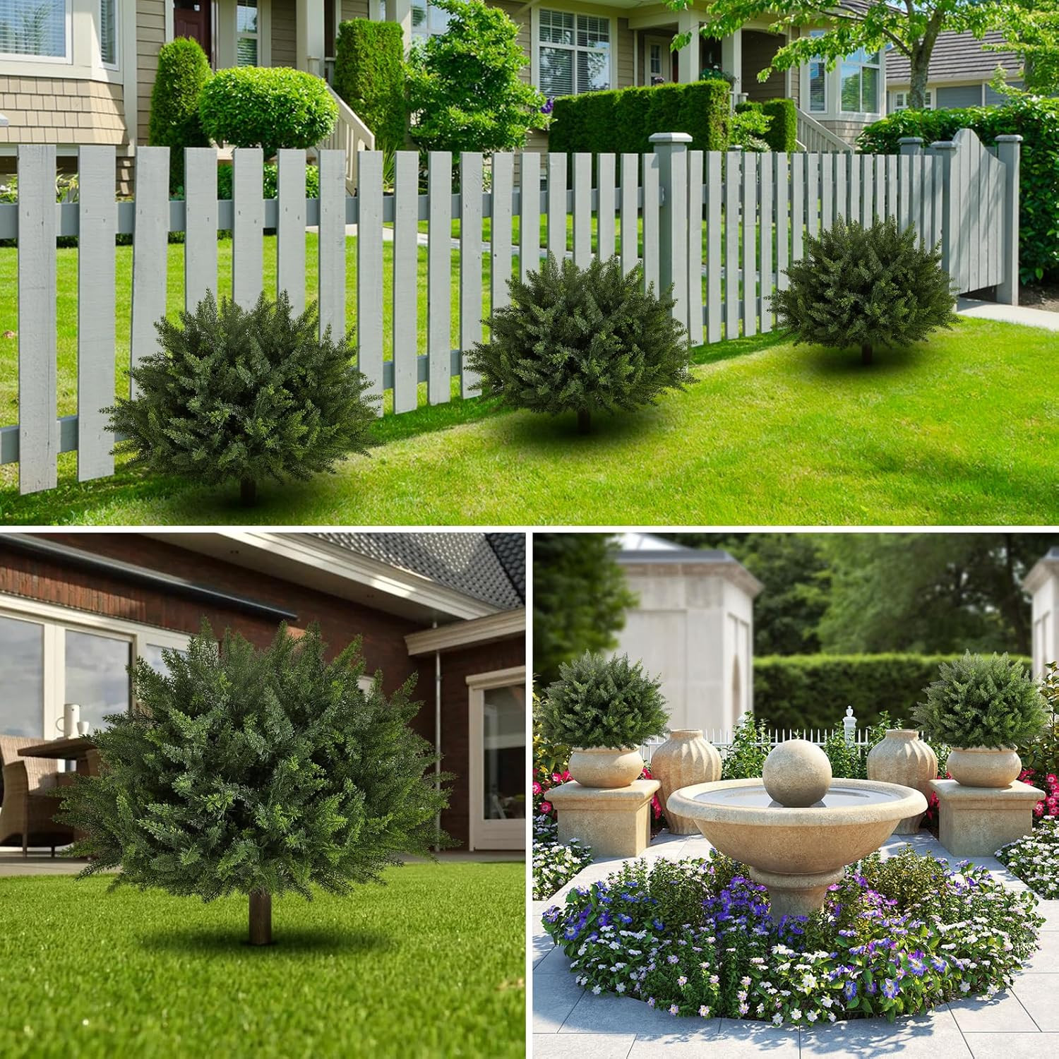 2 Pack 23.6″ UV Resistant Artificial Cedar Topiary for Indoor/Outdoor Decor