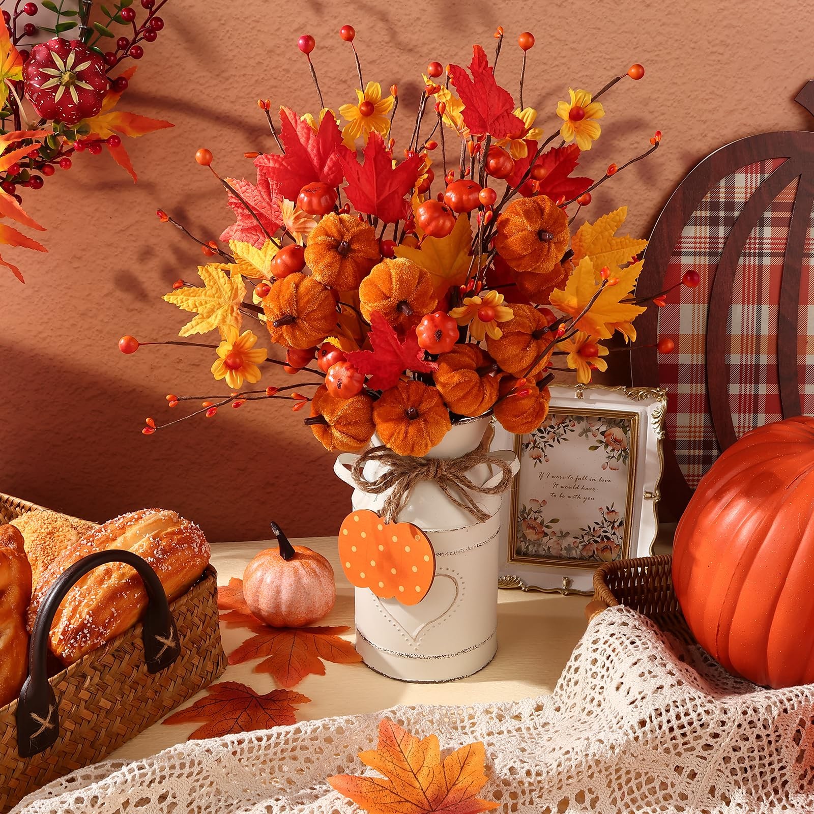 Thanksgiving Centerpieces for Tables Fall Table Decor 5 Pcs Artificial Pumpki…