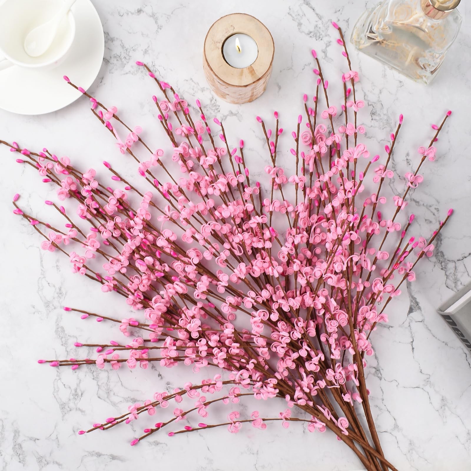 Artificial Jasmine Flowers with Long Stem 6Pcs 29.5″ Fake Flower Bouquet Faux…