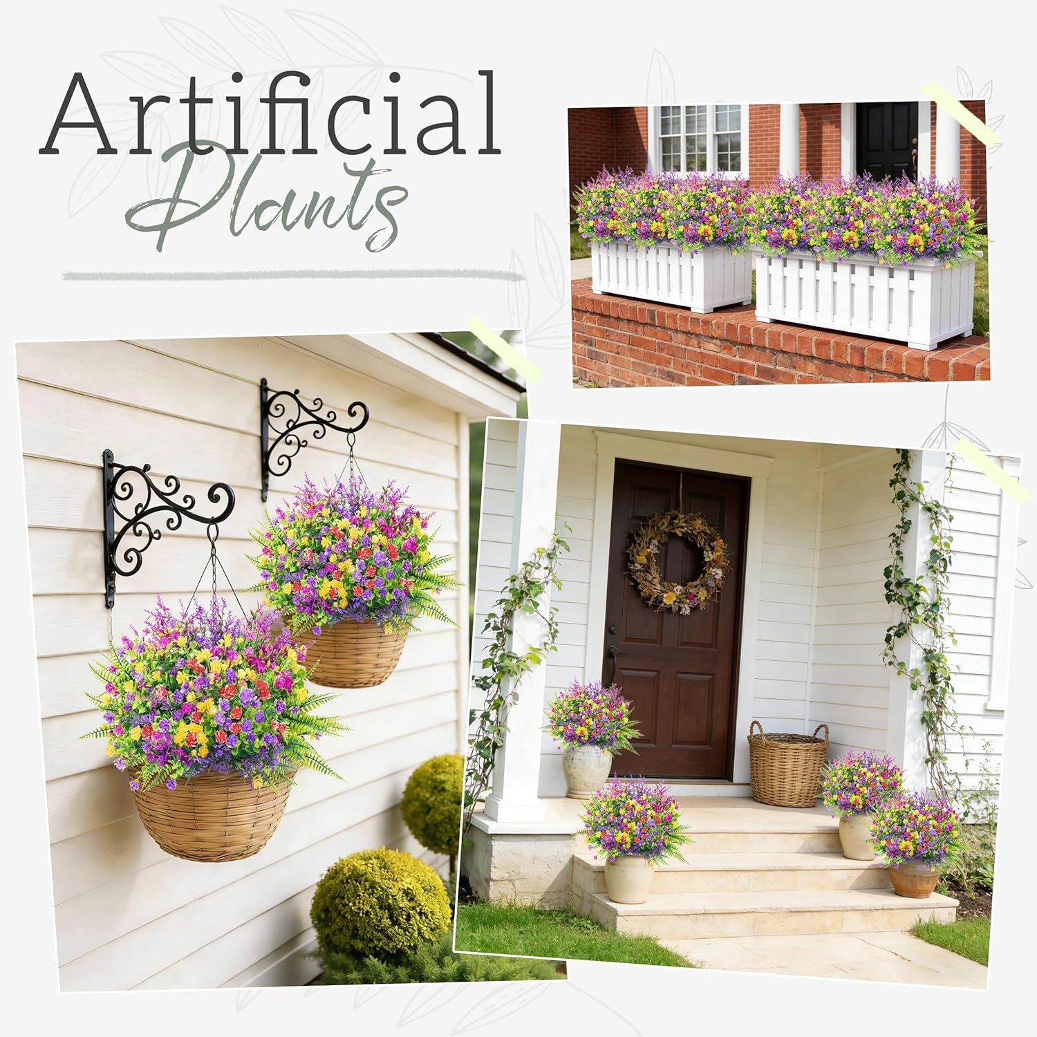 24 Bundles UV Resistant Fake Flowers Spring Artificial Flowers for Outdoors for