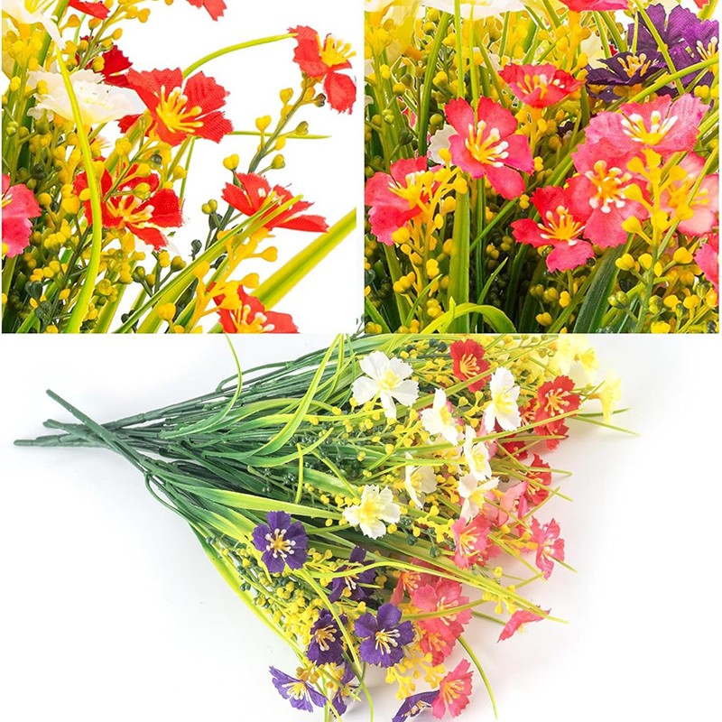 12 Bundles Artificial Fake Flowers for Outdoor Spring Summer Decoration, Faux