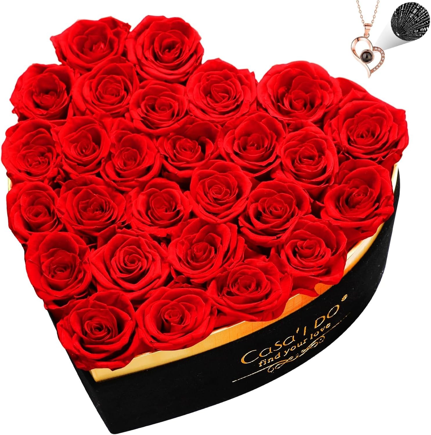 Preserved Roses Flowers for Delivery 27 Pcs,Forever Flores in Heart Box..