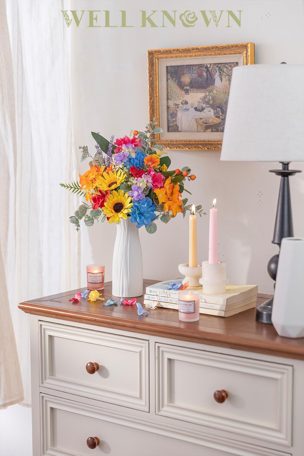 Rainbow Sunflower Artificial Flowers Bouquet for Home & Wedding Decor