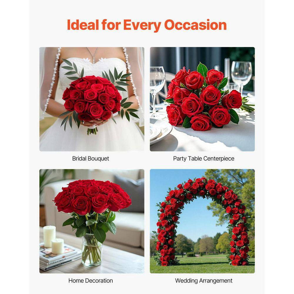 20 In. Faux Red Bridal Shower with Stems for DIY, Artificial Flowers, 60-Pieces