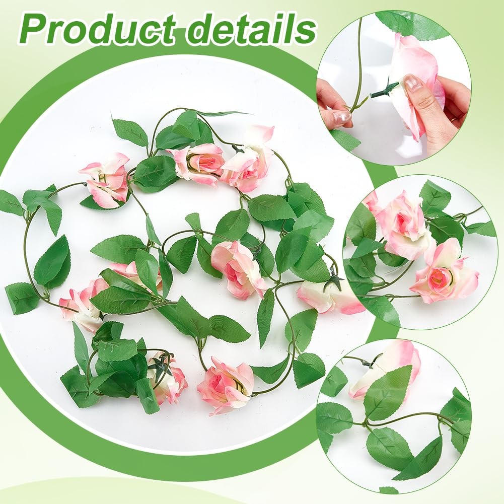 6Pcs 44 Ft Artificial Rose Vine Fake Flower Garland, Faux Floral Garland Hang…