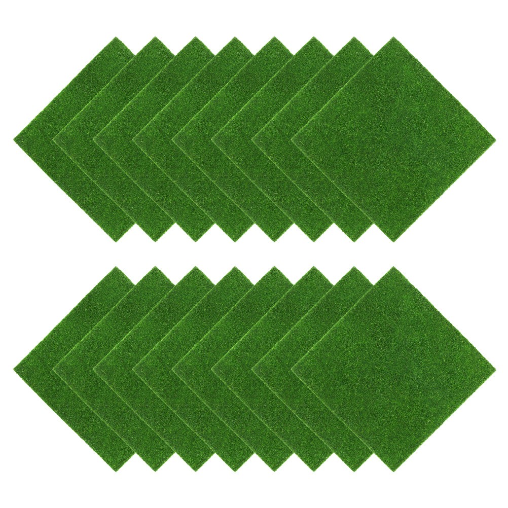 16Pcs Fake Moss for Crafts Realistic Artificial Moss Mat Green Simulation Turf
