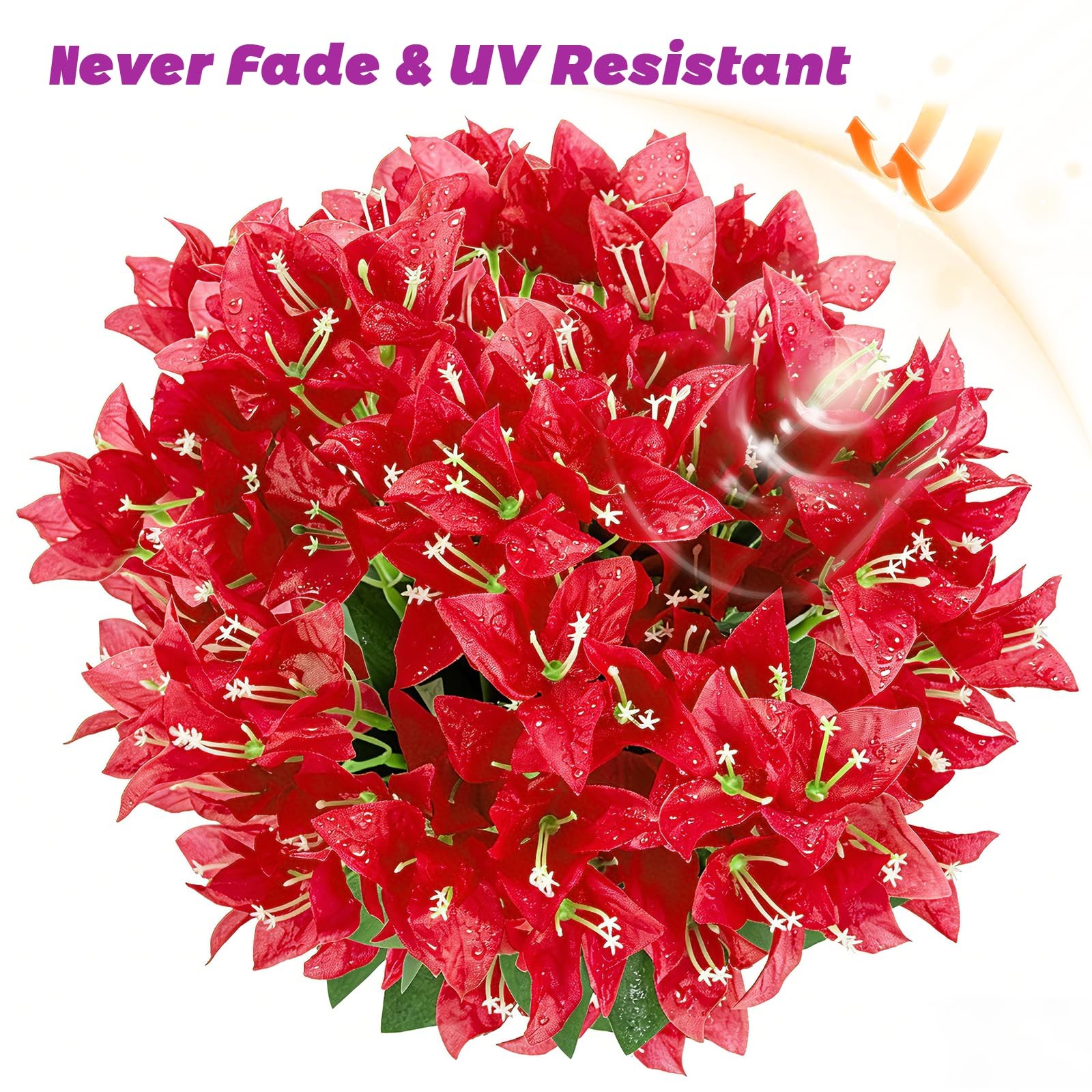 12 PCS Artificial Flowers for Outdoors – Faux Silk Bougainvillea UV Resistant