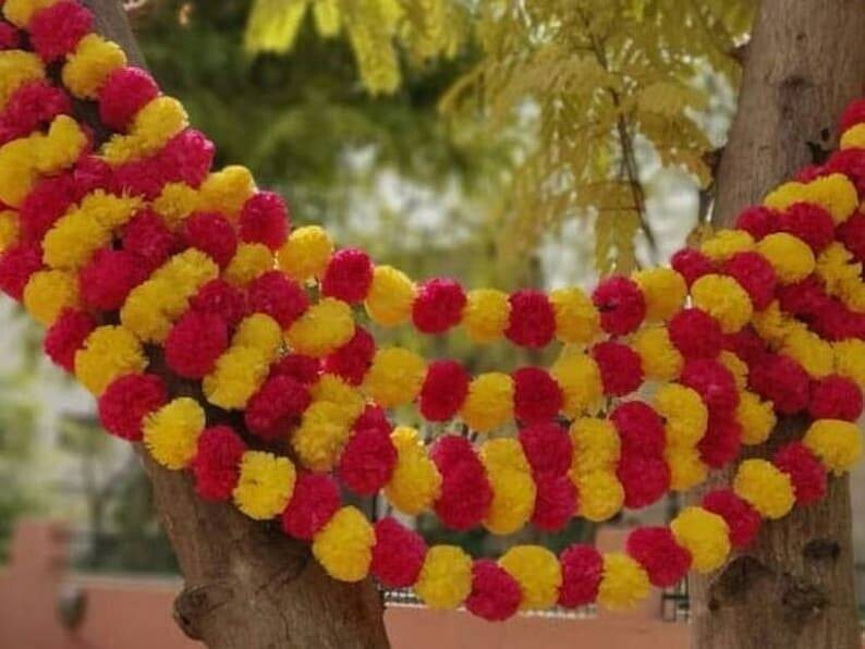 50 PC Feet marigold Garlands Indian American Wedding party mantle Decoration