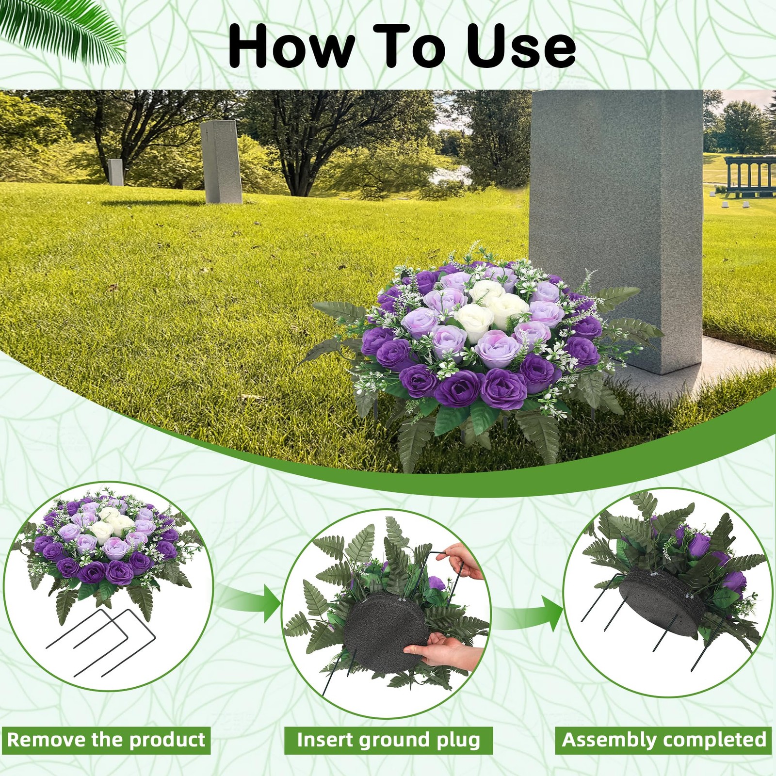 Lodou Artificial Cemetery Flowers,Silk Memorial Cake for Cemetery,Artificial …
