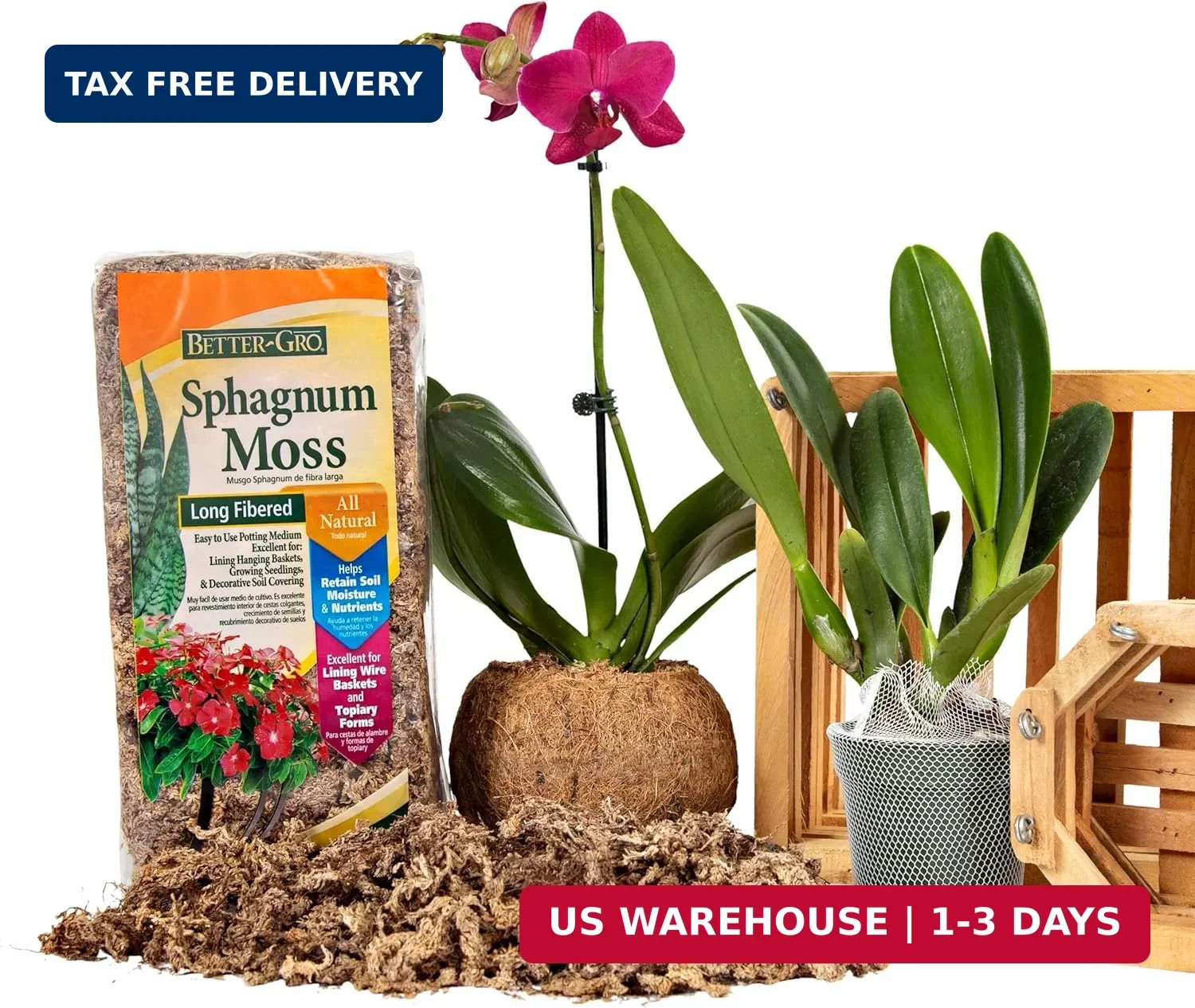 Sphagnum Moss – 100% Natural, Long-Fiber Moss for Orchids, Ferns, and Hostas,…