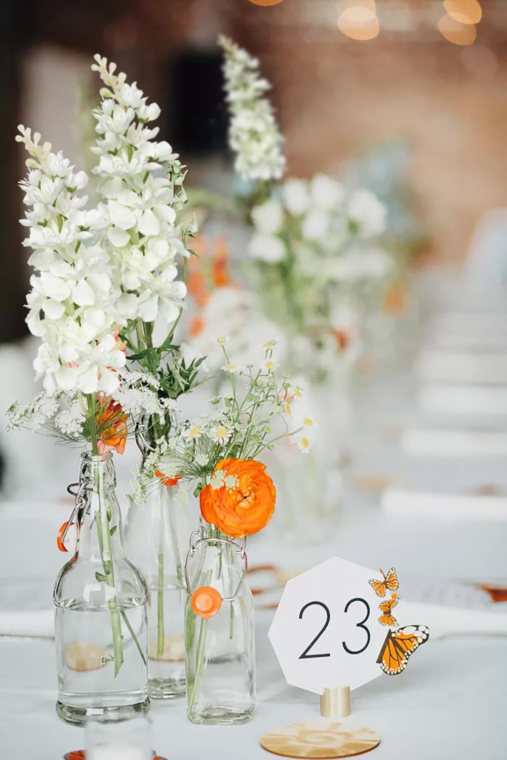White Delphinium Artificial Flowers 17.5 Inch Fake Larkspur Silk 6 PCS