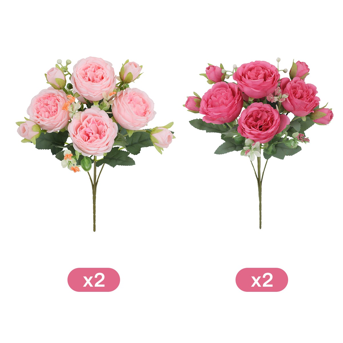 4 Bundles 36 Heads Rose Peony Fake Artificial Flowers Bouquet For Wedding Decor