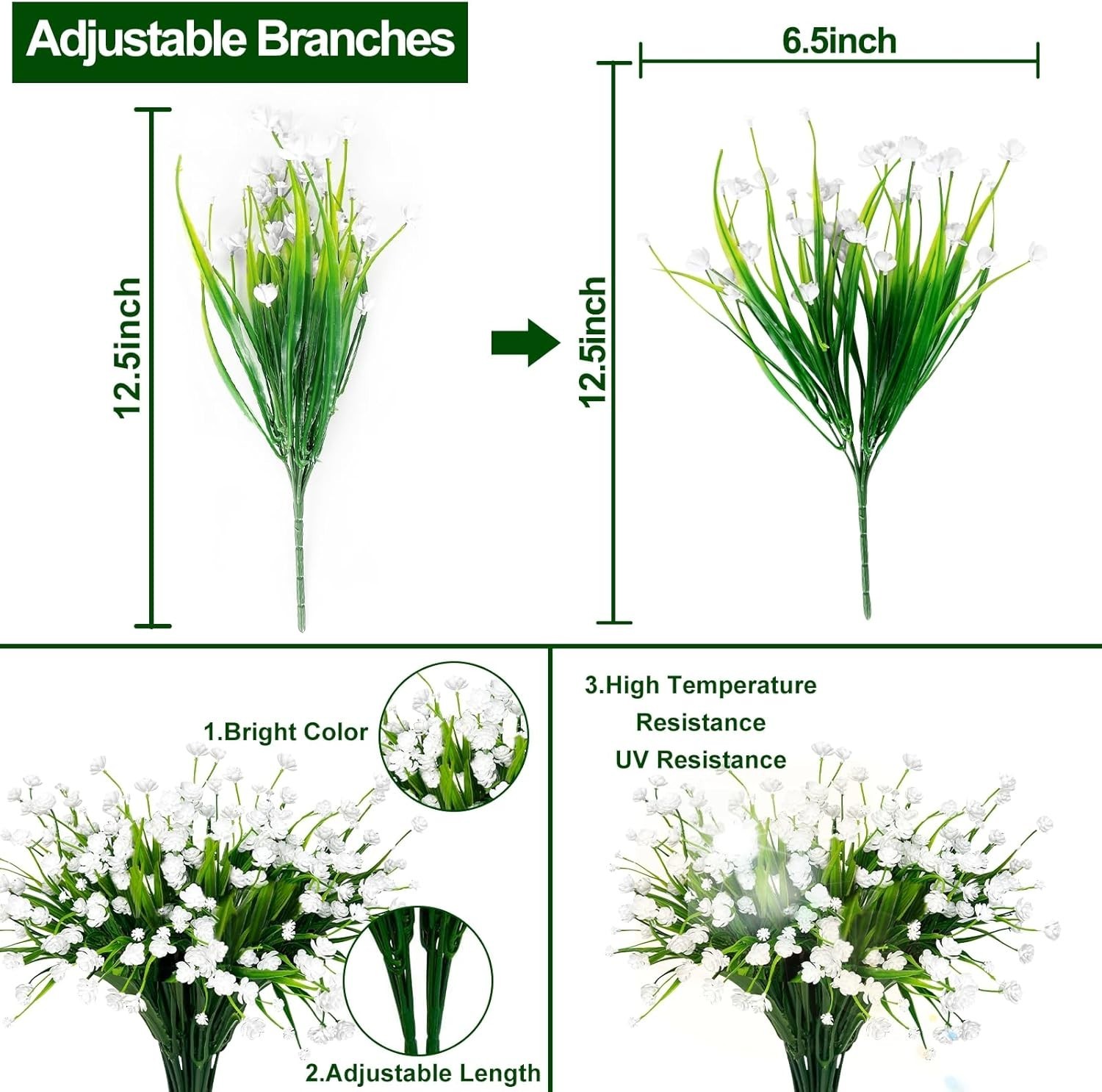 Low Maintenance 12 Bundles of UV Resistant Faux Flowers – Outdoor and Indoor Use