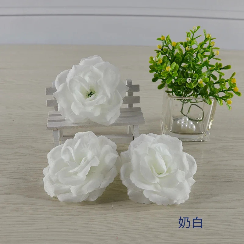 8cm Gold/Silver Artificial Rose Silk Flower Heads for DIY Decor