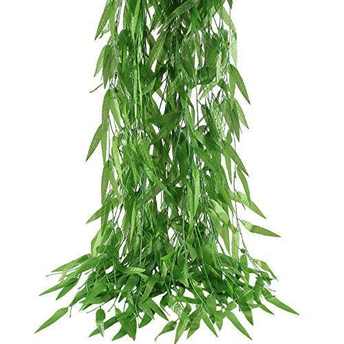 HOGADO 50pcs 375 Feet Artificial Vine Greenery Garland Faux Silk Willow Rattan