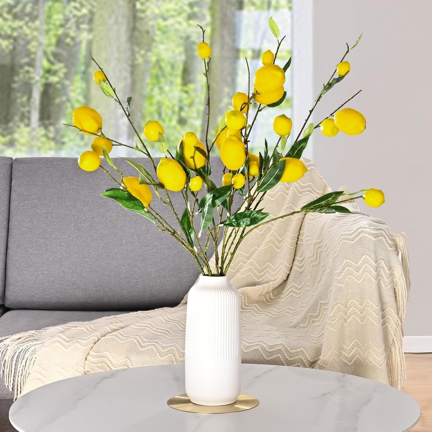 Versatile 2 Pack Artificial Lemon Branches – Ideal for Home and Outdoor Spaces