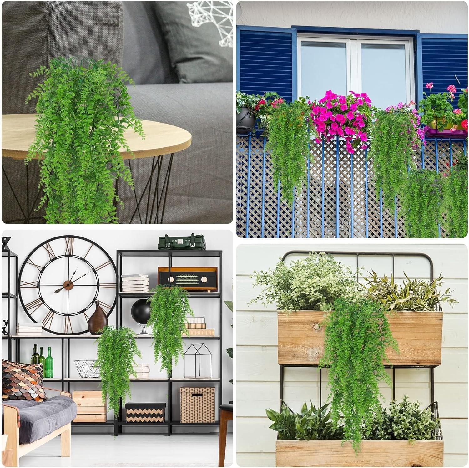 Intricate Hanging Ferns – 2 Pack of Easy Installation Artificial Plants for Home