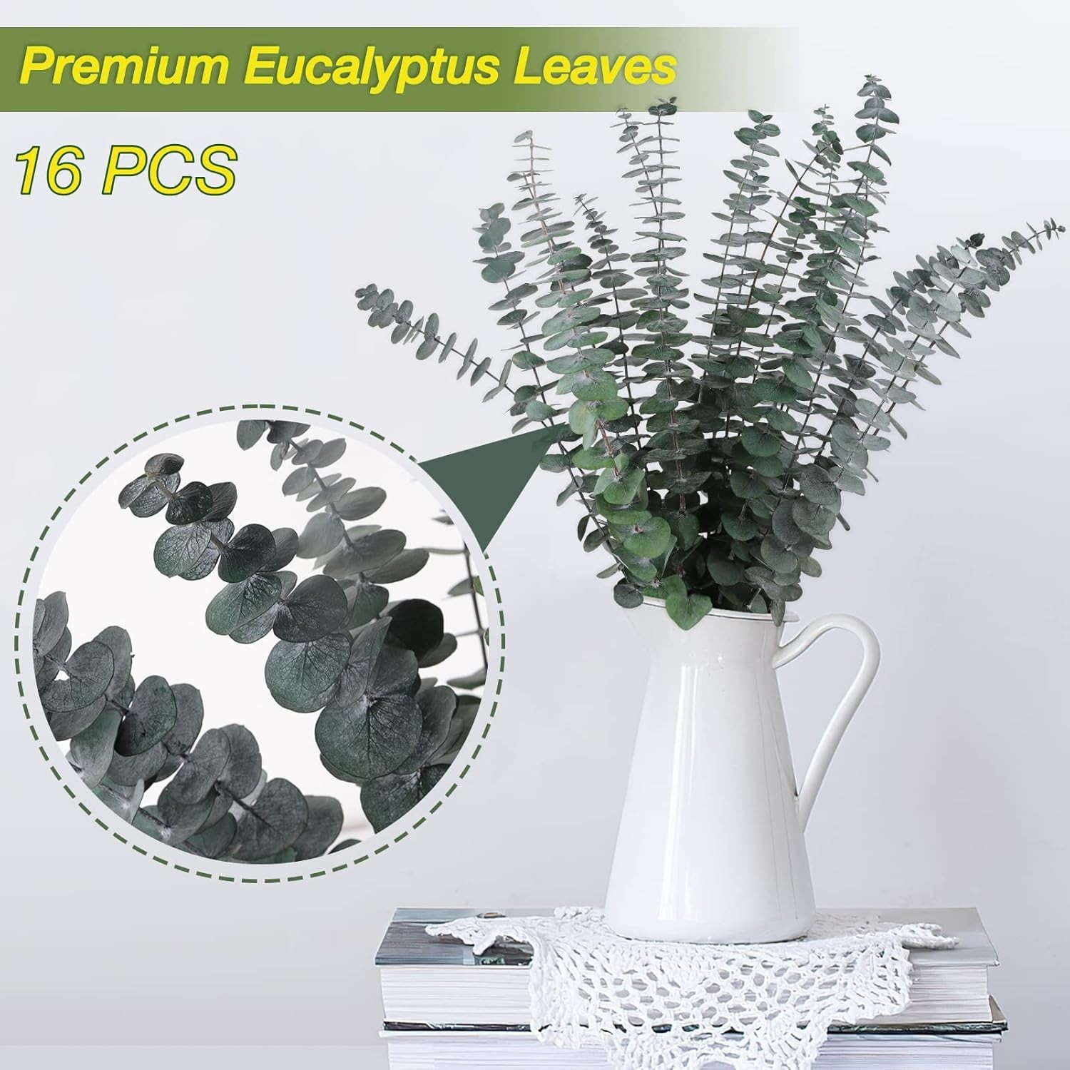 16 Pcs Preserved-Dried-Eucalyptus-Branches,17″ Real Natural Fresh Eucalyptus …